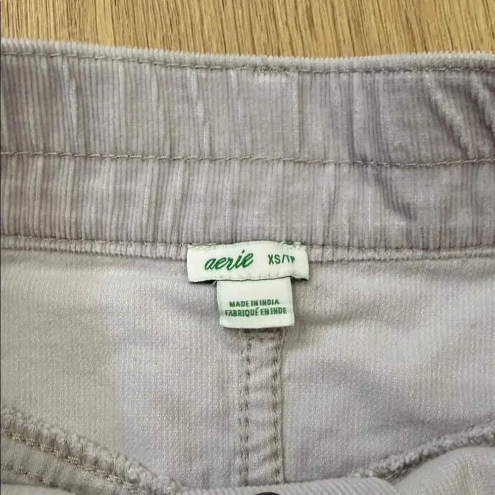 Aerie Light Gray Button-Down Corduroy Mini Skirt Size XS